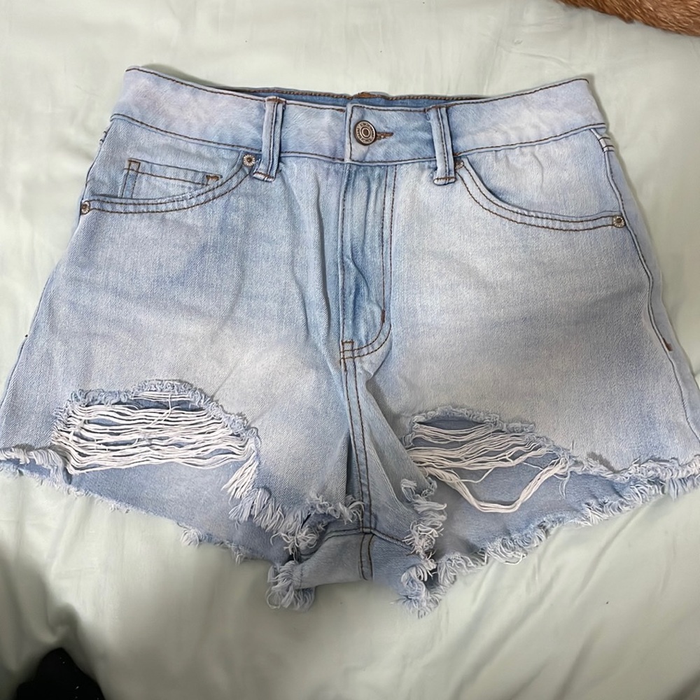light blue high waisted jean shots